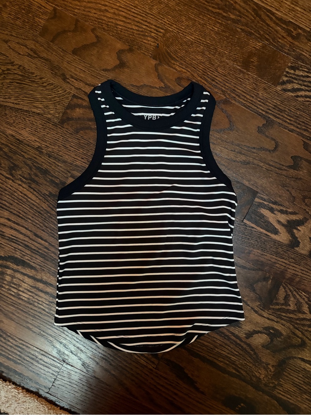 YPB Striped Racerback Tank Top in Black and White